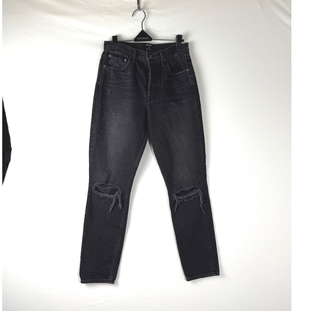 GRLFRND Karolina Jeans 27 Black Distressed High Rise Skinny Grunge Barneys